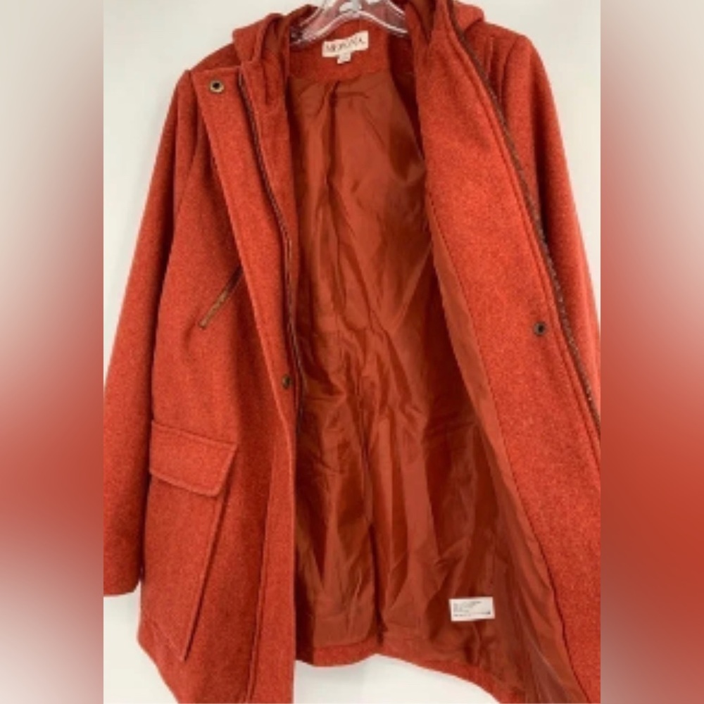 Hooded, Wool blend coat - Size M
